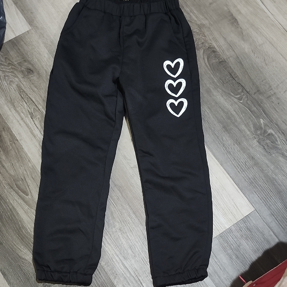 Kids Black Joggers with Heart Design